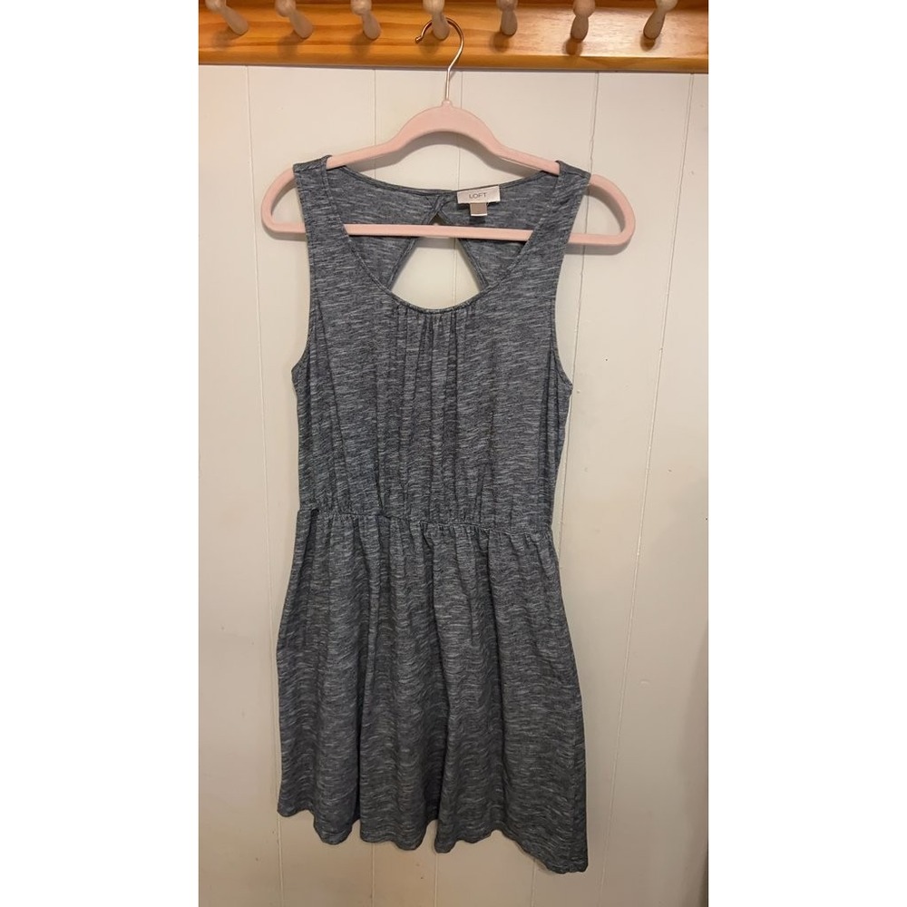 LOFT Sleeveless Gray Knit Dress with Keyhole Back